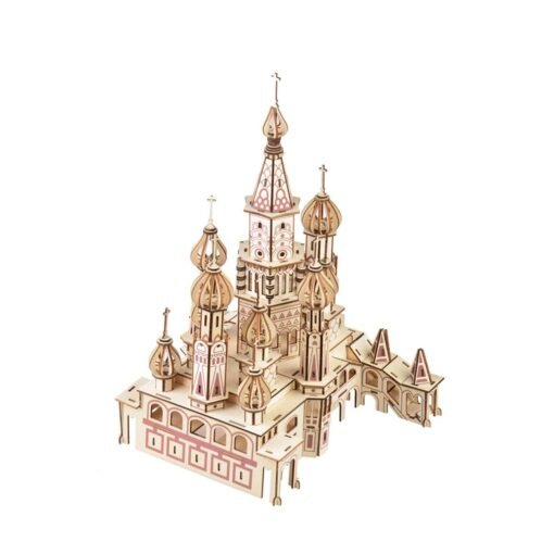 Tan 3D Woodcraft Assembly Western Architecture Series Kit Model Building Toy for Kids Gift