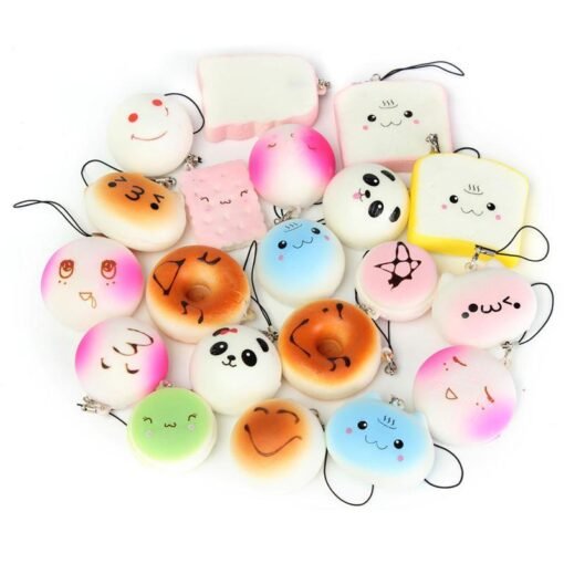 20PCS Random Medium Mini Squishy Soft Panda Bread Cake Buns Phone Straps - Toys Ace