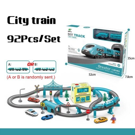 66/92 Pcs Multi-style DIY Assembly Track Train Increase Parent-child Interaction Toy Set with Sound Effect for Kids Gift - Toys Ace