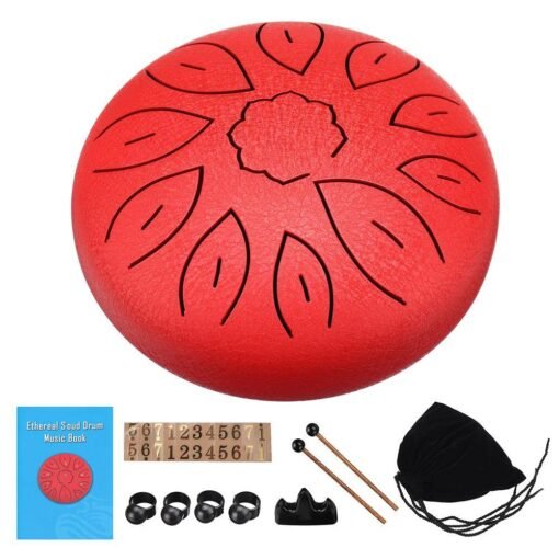 Tomato 6 Inch 11 Tone B Tune Ethereal Drum Steel Tongue Drum for Children Music Lovers Beginners