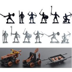 Slate Gray 14 pcs Knights Medieval Toy Soldiers Action Figure Role Play Playset