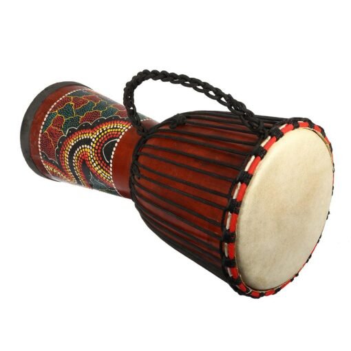 Dark Red 10 Inch African Hand Drum Mahogany Body Musical Instrument (1)