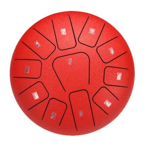 Orange Red 10 Inch 11 Tone C Tune Ethereal Drum Steel Tongue Drum for Children Music Lovers Beginners