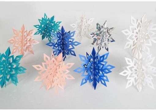 Dark Slate Blue 6PCS 3D Snowflake Paper Hanging Ornament Kit Christmas Decoration Toys Home Party