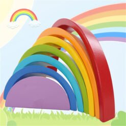 Goldenrod 7 Colors Wooden Stacking Rainbow Shape Children Kids Educational Play Toy Set