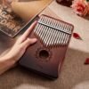 Tan 17 key Gauntlets Thumb Piano Mahogany kalimbas Wood acoustic Musical Instrument for Beginner  With Accessories