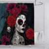 Dark Red 3D Printed Waterproof Polyester Shower Bath Curtain Set of Halloween Woman for Holidays & Party Gadgets