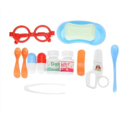 Orange Red 35 Pcs Simulation Medical Role Play Pretend Doctor Game Equipment Set Educational Toy with Box for Kids Gift