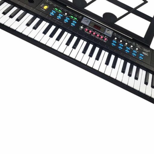 White Smoke 61 Keys Digital Keyboard Electronic Piano Double Horn Stereo Sound with Microphone Music Stand for Children