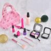 Violet Red 12Pcs Pretend Makeup Fakes Eye Shadow Brushes Glitter Nail Polish Play Set Toy with Storage Bag for Little Girl Cosmetic Gift