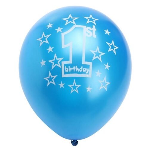 Dodger Blue 10 Pcs Per Set Blue Boy's 1st Birthday Printed Inflatable Pearlised Balloons Christmas Decoration