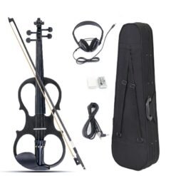 Dark Slate Gray 4/4 Electric Violin Full Size Basswood with Connecting Line Earphone & Case for Beginners