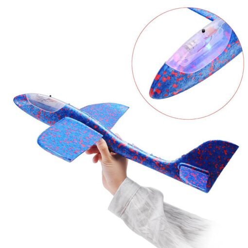 Cornflower Blue 48cm 19'' Hand Launch Throwing Aircraft Airplane DIY Inertial EPP Plane Toy With LED Light