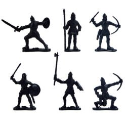 Black 14 pcs Knights Medieval Toy Soldiers Action Figure Role Play Playset