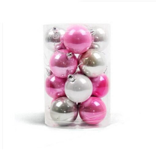 Pale Violet Red 16PC 6/4CM Christmas Trees Xmas Hanging Balls Bauble Party Decorations Ornaments
