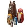 5 Nesting Dolls Wooden Aniimal Bear Russian Doll Matryoshka Toy Decor Kid Gift - Toys Ace