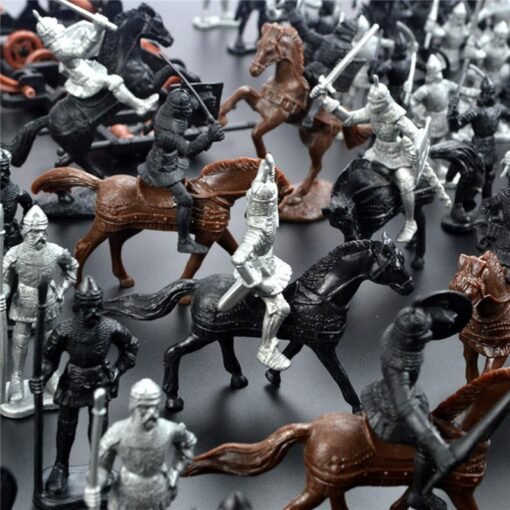 Dark Gray 28PCS Soldier Knight Horse Figures & Accessories Diecast Model For Kids Christmas Gift Toys