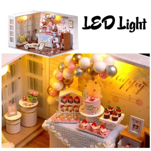 1:32 Wooden DIY Doll House Miniature Kits Handmade Assemble Toy with Furniture LED Light for Gift Collection Home Decor - Toys Ace