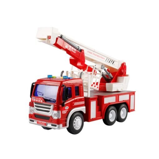 Firebrick 1:16 Fire Truck Extensible Ladder Diecast Car Model Toys with Sound and Light