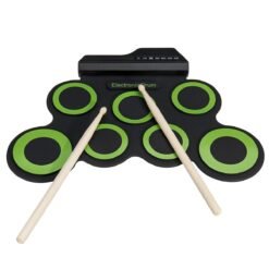 Dark Sea Green Green Electronic Drum Set Kit USB Power Audio Cable Portable Educational Pads