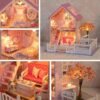 Cuteroom 1/24 DIY Wooden Dollhouse Pink Cherry Handmade Decorations Model with LED Light&Music Birthday - Toys Ace