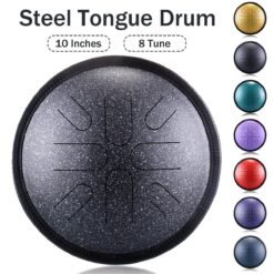 Dark Slate Gray HLURU 10'' 8 Notes Steel Tongue Drum Handpan Hand Tankdrum With Storage Bag Mallets