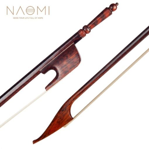 Naomi Professional 4/4 Violin/Fiddle Bow Baroque Style Snakewood Stick Natural Mongolia Horsehair Durable Use