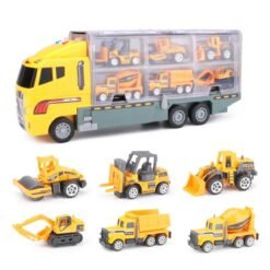Light Slate Gray 7PCS Large Construction Truck Excavator Digger Kid Diecast Model Toy Demolition Vehicle Car