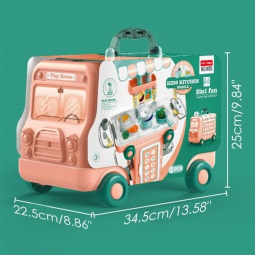 Medium Sea Green Children's Simulation Kitchen Toys Disassembly And Assembly Of Deformable Buses Play House Indoor Toys
