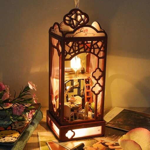 Chinese Style DIY Hanging Miniature Doll House Wooden Furniture Kits with Light for Kids Birthday Gift - Toys Ace