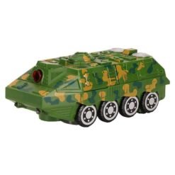 Dark Olive Green Electric Acousto-optic Universal Wheel Transform Armed Vehicle Model with LED Lights Music Diecast Toy for Kids Gift