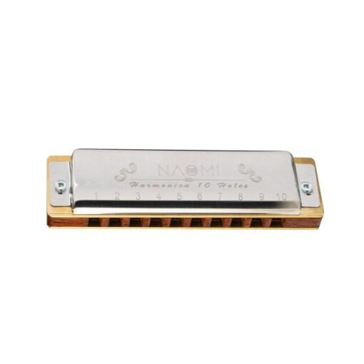 Light Gray NAOMI 10 Holes Blues Harmonica Rosewood Comb Brass Reed Diatonic Harmonica In Key Of C For Professional Player
