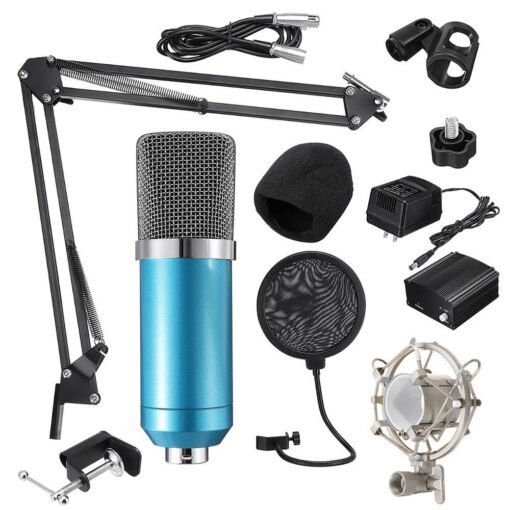 Cadet Blue BM700 Microphone Condenser Sound Recording Microphone With Shock Mount For Radio Braodcasting Singing Recording KTV Karaoke Mic
