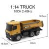 Dark Goldenrod HuiNa 1573 RC Car 1/14 Trucks Metal Bulldozer Charging RTR Truck Construction Vehicle Kids Toys