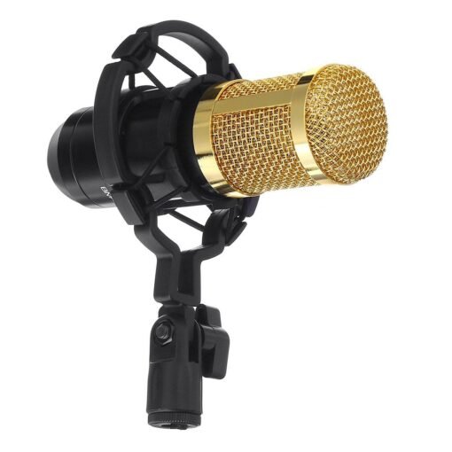 Dark Khaki Bakeey Basic Condenser Microphone BM-800 Cardioid Studio Recording Microphone with Shock Mount XLR Cable
