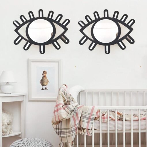 Self Adhesive Wooden Eye Acrylic Mirror - Wall Decoration for Classroom Camping Baby Kids Playroom