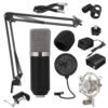Dark Slate Gray BM700 Microphone Condenser Sound Recording Microphone With Shock Mount For Radio Braodcasting Singing Recording KTV Karaoke Mic