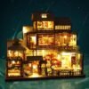 Wooden DIY Japanese Villa Doll House Miniature Kits Handmade Assemble Toy with Furniture LED Light for Gift Collection Home Decor - Toys Ace