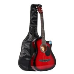 Firebrick Jixing 38 Inch Wooden Angled Acoustic Guitar 6 Color Folk Guitar with Storage Bag Gift for Beginner