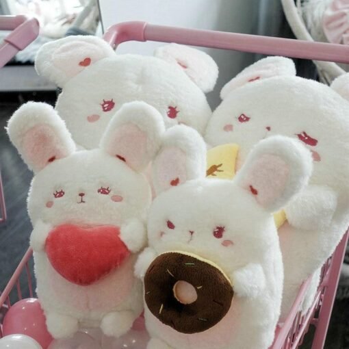 Gray Girly Heart Cute Rabbit Plush Toy Doll Pillow