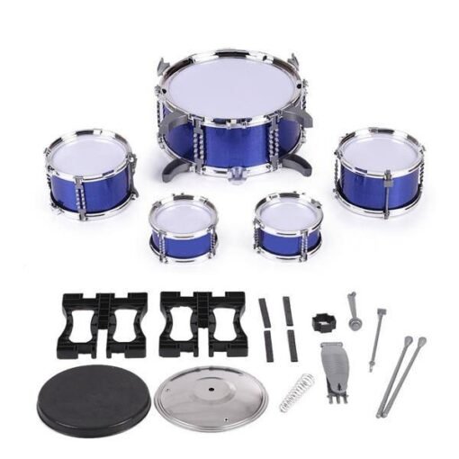 Dark Slate Blue Kids Jazz Drum Set Kit Musical Educational Instrument 5 Drums 1Cymbal with Stool Drum Sticks Percussion Instrument