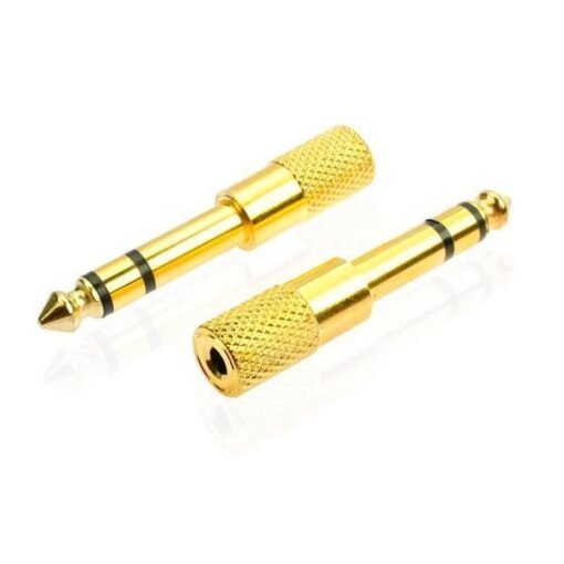 Sandy Brown Gold Plated 6.35mm Male to 3.5mm Female Microphone Audio Convertor