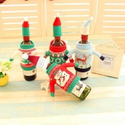 Christmas Knitted Sweater Lid Hat Wine Bottle Cover Wrap Bag Xmas Decoration - Toys Ace