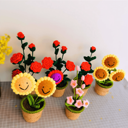 Handmade Sunflower Rose Flower Plush Plant Home Bedroom Decoration Christmas Valentine's Day Gift - Toys Ace
