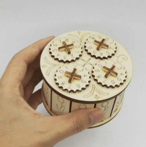 Wooden mechanical transmission model code lock box (WOOD) - Toys Ace