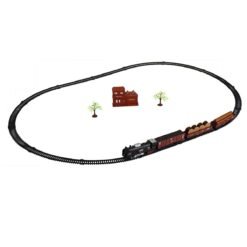 Dark Red Christmas Classic Simulation Electric Train Rail Car DIY Assembly Track Model Toy with Lights for Kids Birthday Gift (Black)