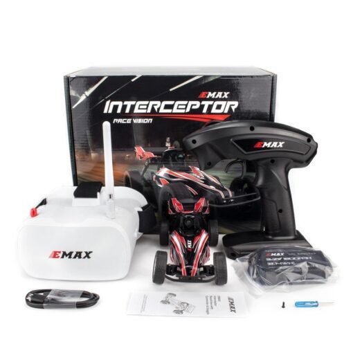 Black EMAX Interceptor 1/24 2.4G RWD FPV RC Car with Optional Goggles Full Proportional Control RTR Model