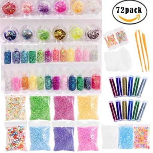 Slime Stuff Charm Fishbowl Beads Glitter Pearls Slime Mylar Flake Slime Containers With Foam Balls