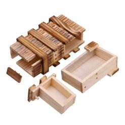 Rosy Brown Compartment Wooden Puzzle Box Secret Drawer Brain Teaser Educational Toy Set