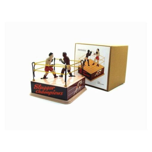 Antique White Classic Vintage Clockwork Wind Up Boxing Ring Boxers Children Kids Tin Toys With Key